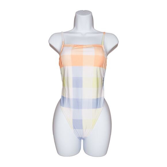 Gossip Pastel Checked One Piece Swimsuit Multi Size M 8566 - Picture 1 of 2